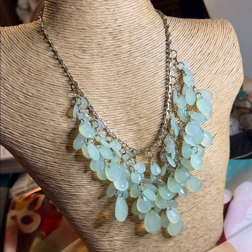 Fashion Jewelry Mint Green Teardrop Layered Necklace with Matching Bracelets - Picture 9 of 9
